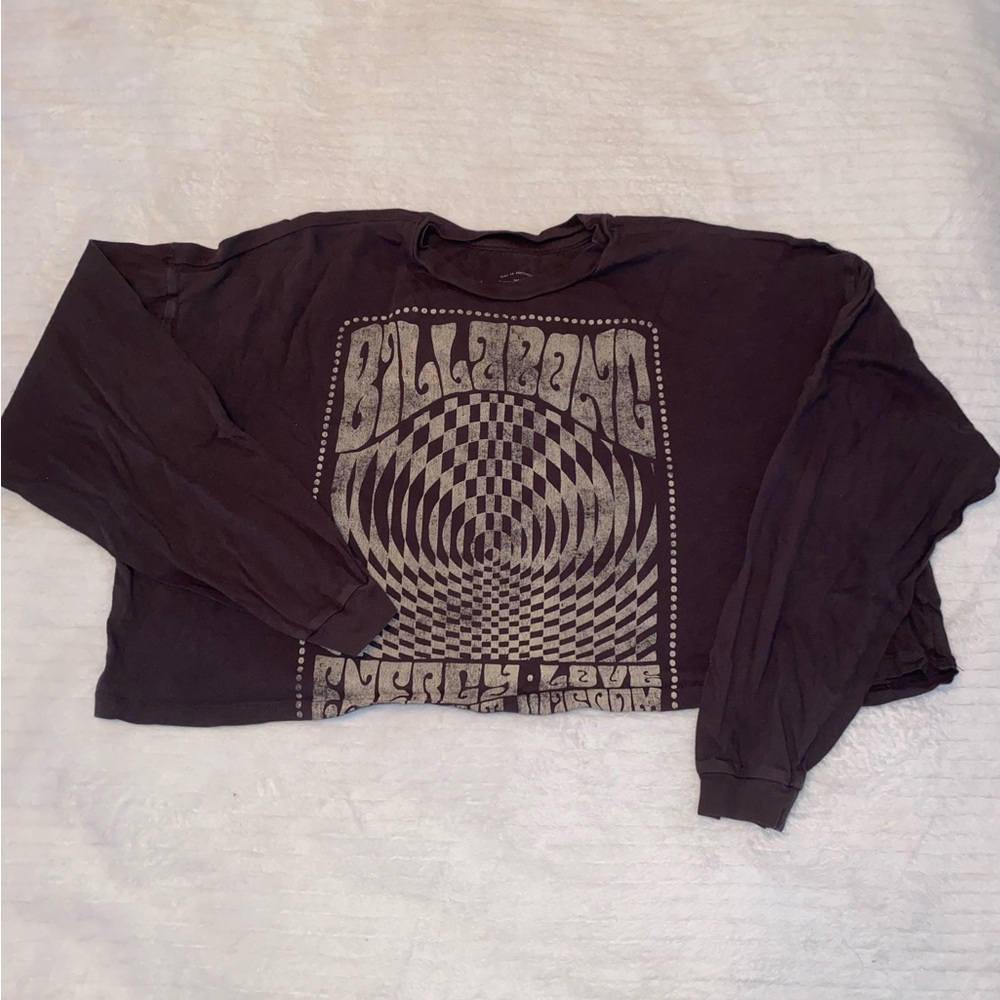 Billabong Black and Gray Graphic Long Sleeve Tee